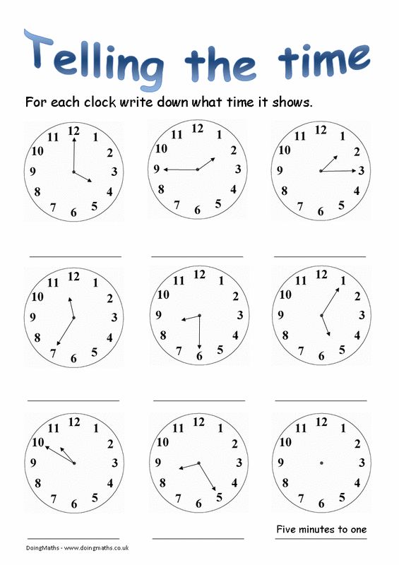 telling the time worksheet for kids to learn how to tell the time on clocks