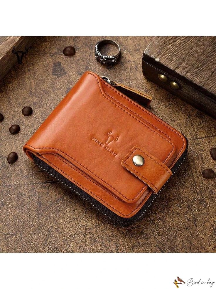 Bird in Bag - Genuine Leather RFID Wallet - Small Capacity Multi-Card Holder Large Capacity Rectangular Wallets For Everyday Use, Large Capacity Everyday Wallet, Everyday Large Capacity Rectangular Wallet, Rectangular Large Capacity Everyday Wallet, Leather Wallets With Large Capacity For Everyday Use, Versatile Large Capacity Wallet For Everyday Use, Brown Leather Card Holder With Zipper, Brown Leather Card Holder With Zipper Closure, Casual Brown Wallet With Zipper Closure