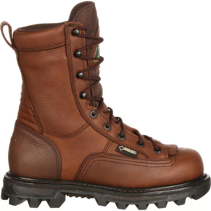 The Rocky 9" BearClaw boots are great for hunting, but you may want to work in them, too. Regardless of where you wear them, the #FQ0009237 boots are durable, rugged and comfortable. These Rocky boots are made with full-grain leather and tough nylon. They have genuine Goodyear® welt construction and a storm welt for durability, shape-retention and a solid platform for hours of wear. A breathable GORE-TEX® fabric membrane keeps moisture out and keeps your feet dry. Rocky added 200 grams of 3M™ Th Rugged Combat Boots With Snip Toe For Outdoor, Rugged Snip Toe Combat Boots For Outdoor, Waterproof Hunting Work Boots With Moc Toe, Waterproof Moc Toe Work Boots For Hunting, Outdoor Combat Boots With Reinforced Moc Toe, Outdoor Moc Toe Combat Boots With Reinforced Toe, Hunting Waterproof Boots With Reinforced Moc Toe, Waterproof Hunting Boots With Reinforced Moc Toe, Hunting Waterproof Boots With Moc Toe And Reinforced Toe