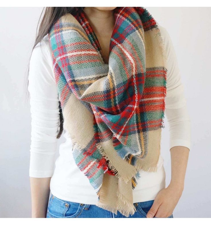 Beige Plaid Scarf | Blanket Scarf | Tartan Scarf | Flannel Scarf | Check Scarf Casual Plaid Scarves For Cold Weather, Casual Fall Outerwear With Scarf, Winter Plaid Scarves One Size, Plaid Winter Scarves One Size, Winter Casual Scarves One Size, Casual Winter Scarves One Size, Trendy Beige Scarf For Fall, Oversized Casual Fall Scarves, Beige Casual Scarf