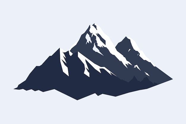 a mountain with snow on it's top is shown in blue and white colors