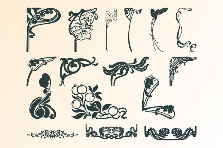 an assortment of decorative designs on a white background