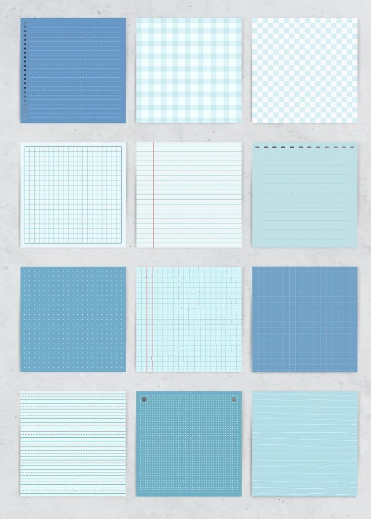 blue and white paper with squares on them