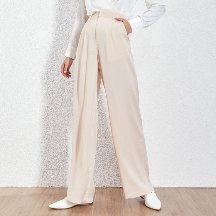 Elegant High Waist Loose Maxi Wide Leg Pants | Uniqistic.com Apricot Pants Outfit, Outfit Women Casual, Style Wide Leg Pants, Trousers For Women, Chic Pants, High Waist Wide Leg Pants, Lightweight Pants, Loose Outfit, Elegant Chic