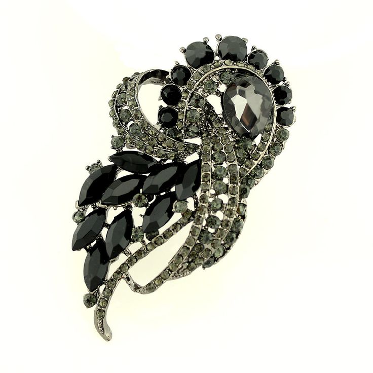 Black Rhinestone Jewelry For Wedding, Black Rhinestone Wedding Jewelry, Black Brooch Pins For Party, Black Party Brooch Pins, Black Brooch Pins For Evening, Black Brooch Jewelry For Wedding, Black Rhinestones Brooch For Gift, Black Brooch Jewelry For Party, Black Party Jewelry Brooch