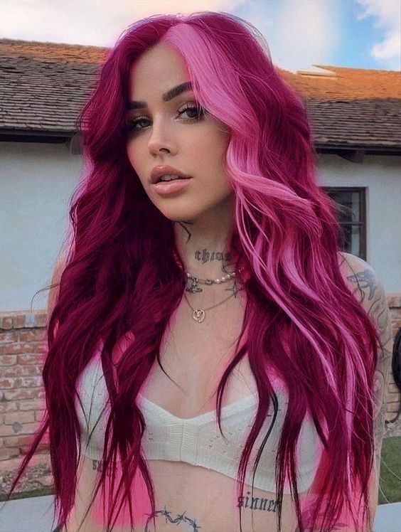 We'll explore stylish Short Wolf Haircut Ideas and provide insights into perfecting this trendy hairstyle within just 60 minutes Magenta Hair, Split Dyed Hair, Vivid Hair Color, Cute Hair Colors, Creative Hair Color, Hollywood Waves, Dyed Hair Inspiration, Beautiful Hair Color, Pretty Hair Color