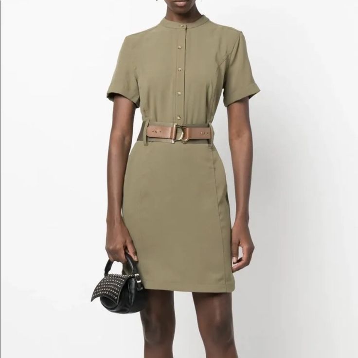 Lauren Ralph Lauren Hadira Belted Short Dress Size 10 & 14 Olive Fern New With Tags 2022 Hadira Belted Short Dress From Lauren Ralph Lauren Featuring Olive Green, Belted Waist, Band Collar, Front Button Fastening, Short Sleeves, Straight Hem And Above-Knee Length. Imported Composition Polyester 100% Washing Instructions Machine Wash Fitting Information This Piece Fits True To Size. We Recommend You Get Your Regular Size Cut For A Loose Fit. Comes With An Adjustable Belt For A Flexible Fit At The Lauren Green, Belted Shorts, Ralph Lauren Dress, Band Collar, Adjustable Belt, Above Knee, Waist Band, Washing Instructions, Short Dress