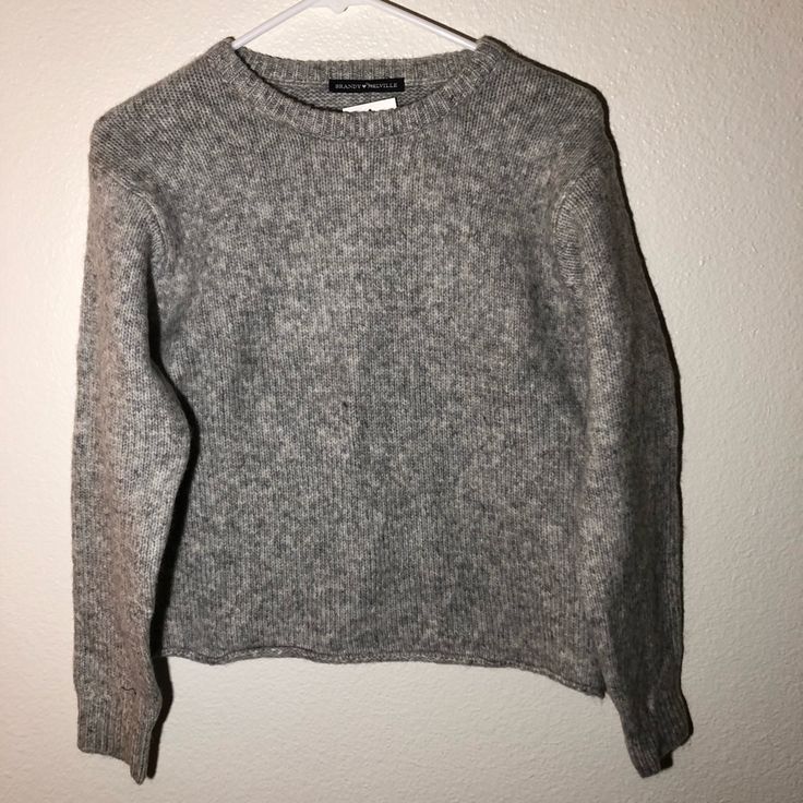 Super Soft Brandy Melville Grey Knit Sweater. Estimated Size Small. Gray Knit Crew Neck Sweater, Winter Knit Cropped Crew Neck Sweater, Gray Textured Knit Crew Neck Sweater, Crew Neck Knit Cropped Sweater For Winter, Cozy Fit Knit Cropped Sweater With Crew Neck, Knit Crew Neck Cropped Sweater For Winter, Classic Gray Soft Knit Sweater, Classic Soft Knit Gray Sweater, Classic Gray Knitted Sweater