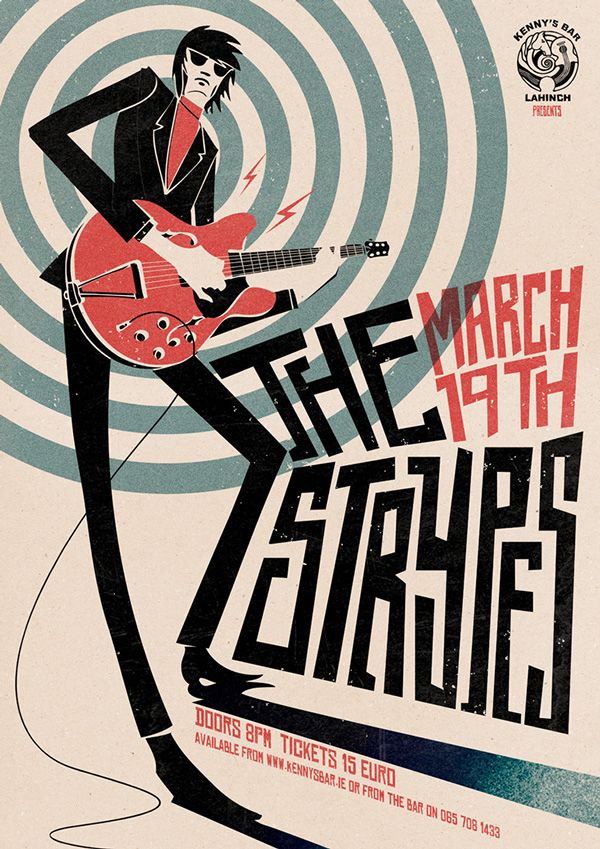 a poster for the band's concert with an image of a man holding a guitar