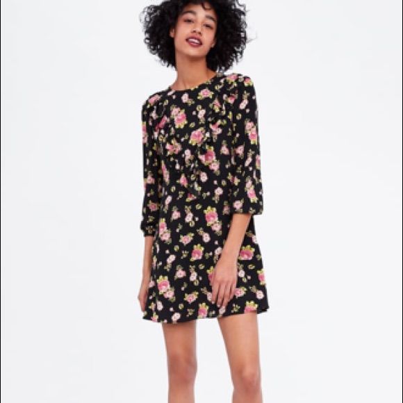 Fits 0-4, Pulls On And Buttons At Neck In Back, V Yoke Ruffle Front And Back- So Cute! Can Be Dressed Up Or Down. Casual Printed Mini Dress For Date Night, Casual Fitted Midi Dress With Rose Print, Spring Rose Print Dress For Date Night, Casual Fitted Mini Dress With Rose Print, Casual Rose Print Mini Dress, Casual Mini Length Dress With Rose Print, Casual Spring Dress With Rose Print, Zara Casual Long Sleeve Floral Dress, Spring Black Mini Floral Dress