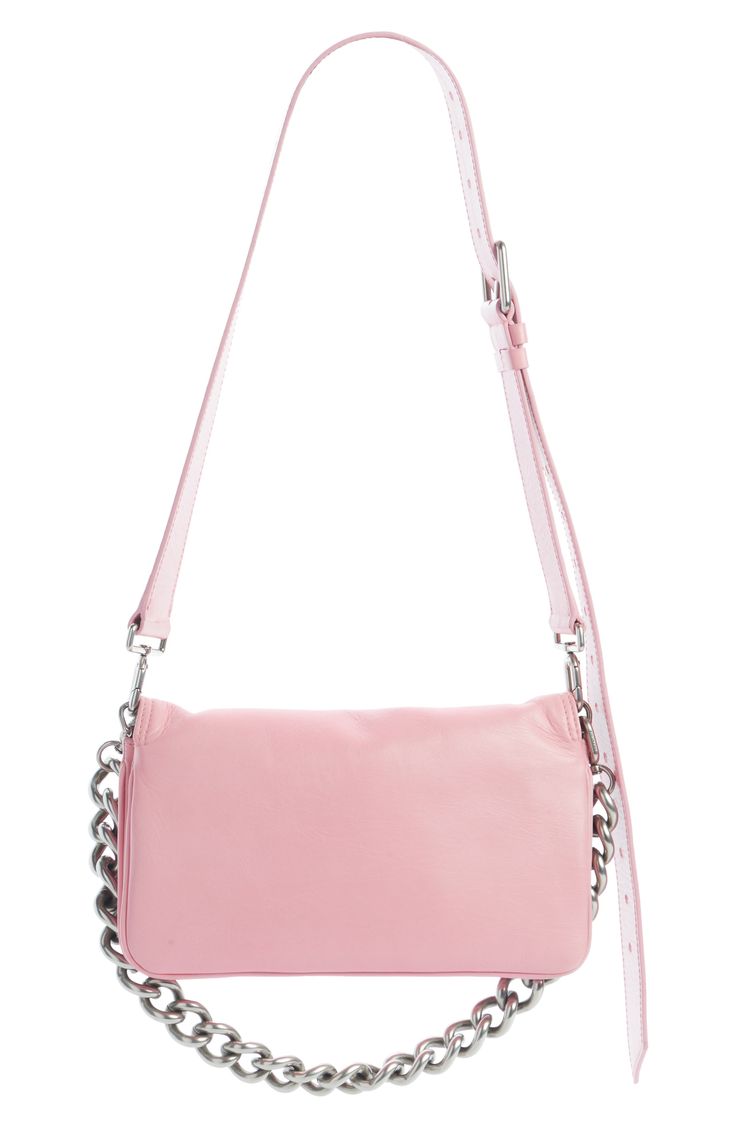 A pair of B-logos clasps secure an everyday handbag made from smooth leather and fixed with two types of straps for extra versatility. Turnlock closure Chain strap; adjustable, removable shoulder strap Leather Made in Italy Designer Handbags Pink Shoulder Bag With Palladium Hardware And Double Handle, Pink Double Handle Shoulder Bag With Palladium Hardware, Leather Rectangular Satchel With Chain Strap, Leather Satchel With Chain Strap, Leather Satchel With Chain Strap And Double Handle, Pink Leather Shoulder Bag With Metal Hardware, Leather Shoulder Bag With Chain Strap And Double Handle, Pink Crossbody Shoulder Bag With Palladium Hardware, Leather Satchel With Chain Strap And Top Handle