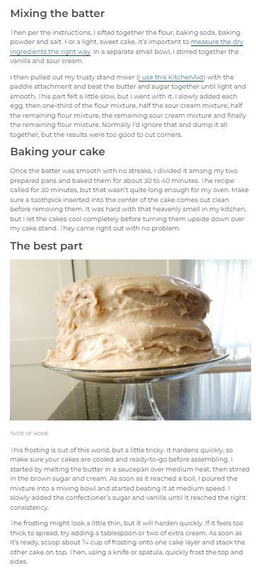 the recipe for making a cake is shown in an article about how to bake it