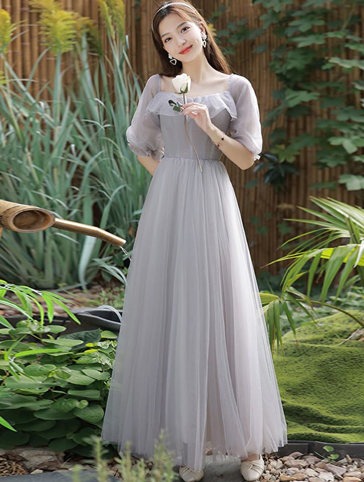 Size: L, Style: Style D Chiffon A-line Bridesmaid Dress For Banquet, Summer Wedding A-line Gown, Chiffon A-line Bridesmaid Dress For Prom Season, Chiffon A-line Bridesmaid Evening Dress, A-line Tulle Bridesmaid Ball Gown, Spring A-line Chiffon Prom Dress, Spring Banquet Gown With Sweetheart Neckline, Summer A-line Mother Of The Bride Dress, Chiffon A-line Wedding Dress