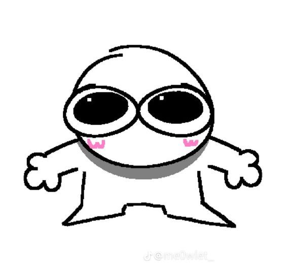 a cartoon character with large round glasses on his face and arms stretched out to the side