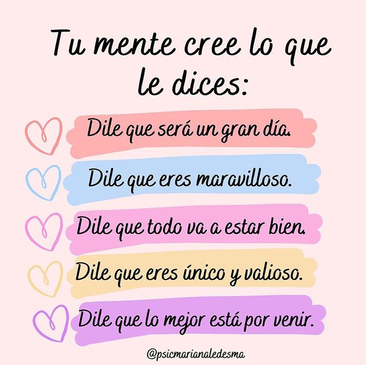 the words in spanish are written on pink paper and have hearts drawn across them with different colors