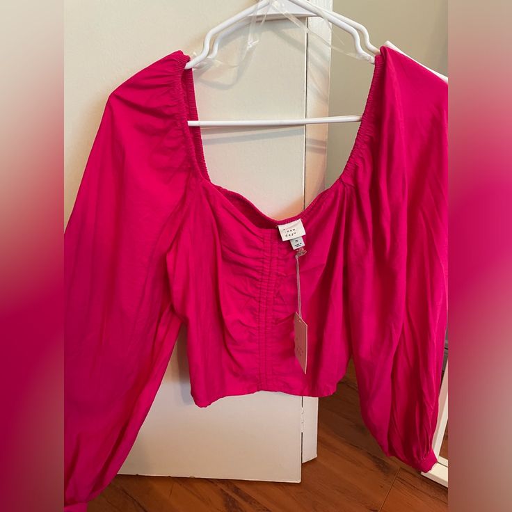 Super Cute New With Tags Hot Pink Top From Target Hot Pink Preppy Tops, Pink Longsleeve, Hot Pink Top, Hot Pink Tops, Pink Top, Pink Tops, A New Day, New Day, Hot Pink