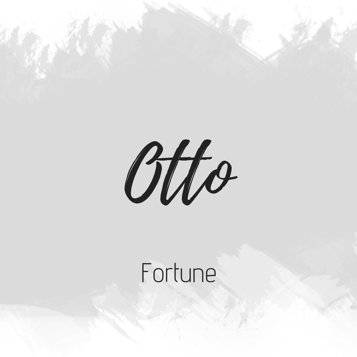 the word otto written in black ink on a white and gray background with brush strokes