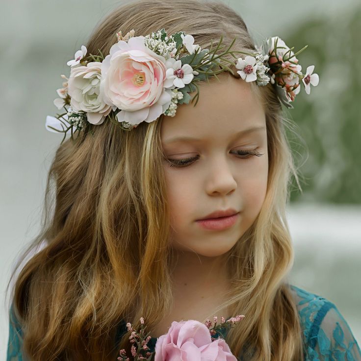 Bohemian Flower Crown, Floral Hair Wreath, Flower Girl Hair Accessories, Flower Girl Hair, Pink Flower Crown, Boho Flower Girl, Wedding Hair Wreath, Flower Tiara, Pleasant Grove