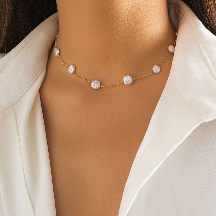 Material: Imitation pearl Fashion Element: Round Style: Europe and America Pearl Drop Chain Necklace For Party, Baroque Pearl Necklace For Parties, Thick Chain Necklace, Y2k Jewelry, Chunky Chain Necklaces, Neck Accessories, Big Pearl, Goth Jewelry, Neck Jewellery