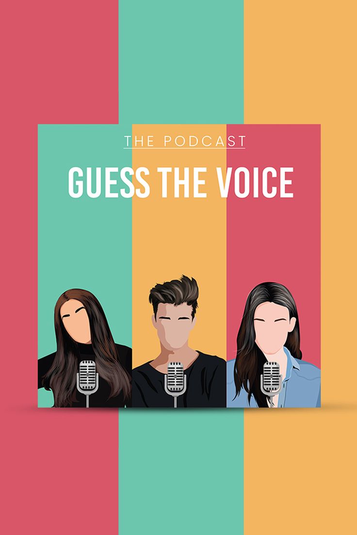 three people with microphones in front of them and the words, guess the voice