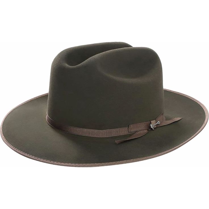 A true legend, the Open Road Royal Deluxe Hat offers a timeless blend of city style and Western tradition in a more flexible finish than our standard Open Road. Made from handsome high-quality 6X fur felt for unbeatable softness and resilience, it features a grosgrain hat band and Stetson-branded hat pin for a subtle dose of texture. The hand-sewn brown leather sweatband and satin liner provide a time-tested fit and premium comfort. The Open Road owes its name to the fact that it was originally Classic Top Hat With Flat Crown For Western-themed Events, Classic Flat Crown Hat Bands For Western-themed Events, Classic Flat Crown Hat Bands For Western Events, Classic Panama Hat With Flat Crown For Winter, Classic Wide Brim Hat For Outdoor, Classic Wide Brim Fedora For Outdoor, Luxury Fitted Brown Hat, Kentucky Derby Hats With Flat Crown For Country Events, Classic Hat Bands For Country Events In Winter