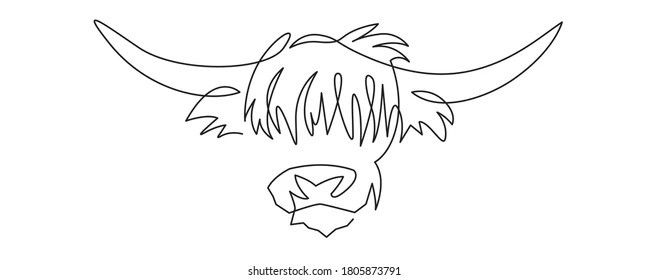 a drawing of a cow's head with long horns