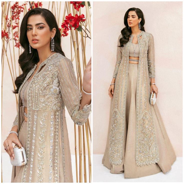 Malangi Fashion Dress try to make sure you have the best experience while selecting and buying your favourite Indian and Pakistani Outfits for any occasion like barat, walima, mehndi, nikkah, dholki, mayu, sangeet, engagement or reception guest in different style dress of salwar kameez, maxi peshwas, gown, saree, lehenga, sharara or ghararara color: Gold Fabric Details: Net handmade embroidery Gown front Net embroidery Gown back Net embroidery dupatta silk blouse and skirt replicate by malangi f Long Sleeve Lehenga With Dabka For Wedding, Mirror Work Dress For Eid Wedding, Wedding Dresses With Mirror Work For Eid, Wedding Dresses With Intricate Embroidery On Nida, Long Sleeve Wedding Dress With Mirror Work, Wedding Kurta With Intricate Embroidery In Nida, Floor-length Nida Sets For Weddings, Nida Dresses For Wedding And Eid, Nida Dress For Wedding And Eid Festival