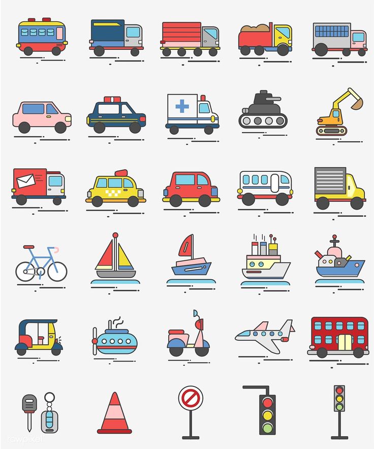 various types of cars and trucks are shown in this illustration