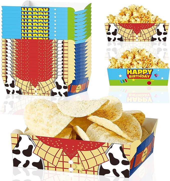 two boxes with chips and some other snacks in them