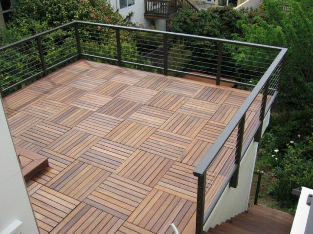 the deck is made out of wood and metal