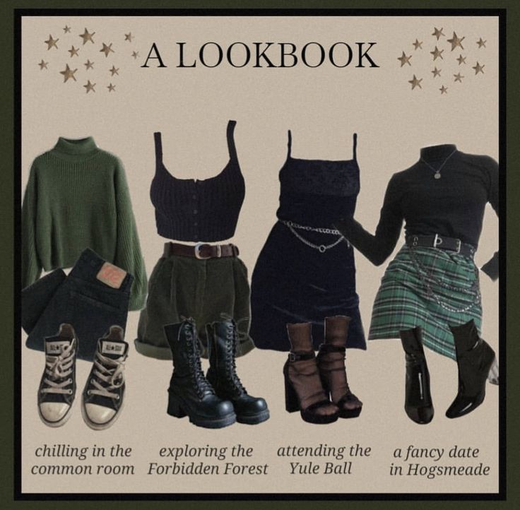 Slytherin Modern Outfit, Hogwarts Dresses Yule Ball, Slytherin Casual Outfits, Slytherin Academia Aesthetic, Subtle Harry Potter Outfit, Hogwarts Teacher Outfits, Slytherin Core Outfits, Modern Harry Potter Outfits, Summer Slytherin Outfits