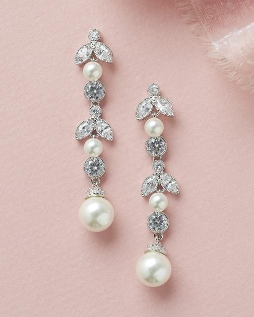 Sabrina Pearl Drop Earrings - Shop Wedding Jewelry | Dareth Colburn Pearl Drop Bridal Earrings, Drop Bridal Earrings, Pearl Drop Earrings Bridal, Accessories Pearl, Prom Accessories, Bridesmaid Pearls, Wedding Earrings Drop, Ultra Feminine, Easy Day