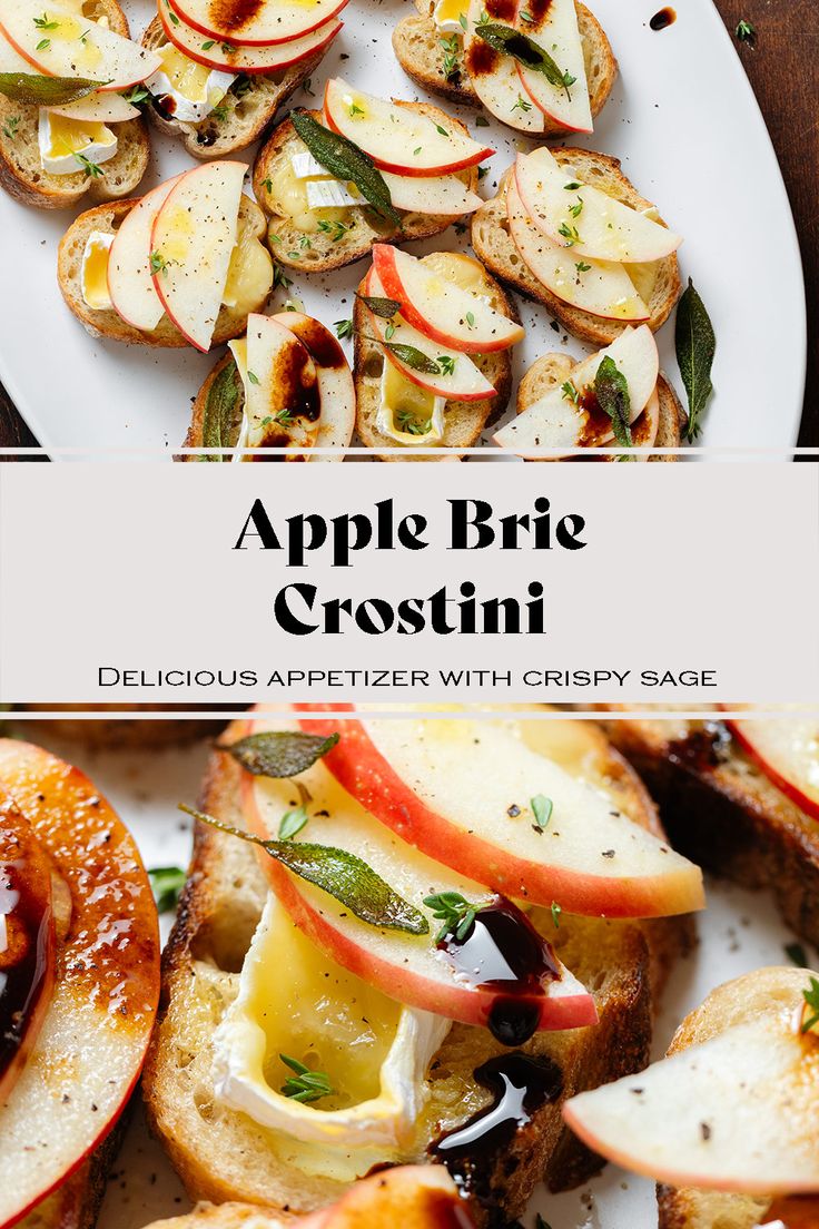 This Apple Brie Crostini is a delicious appetizer, perfect for fall and winter, and especially the holiday season! These little brie bites are crispy, cheesy, savory, and a little sweet. They're easy to make, simple but fancy, and perfect for a crowd. Apple & Brie Crostini With Hot Honey, Apple Brie Honey Crostini, Brie And Apple Crostini, Apples And Brie, Apple Crostini Appetizers, Apple And Brie Crostini, Brie Snack Ideas, Brie Apple Honey Crostini, Thanksgiving Appetizers Crostini