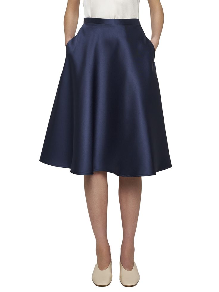 Skirt from Blanca VitaComposition: Synthetic->polyester, 100% Shop Skirt, Italy Women, Red Carpet Ready, Half Circle, Top Designer Brands, Blue Satin, Circle Skirt, Luxury Shop, High End Fashion