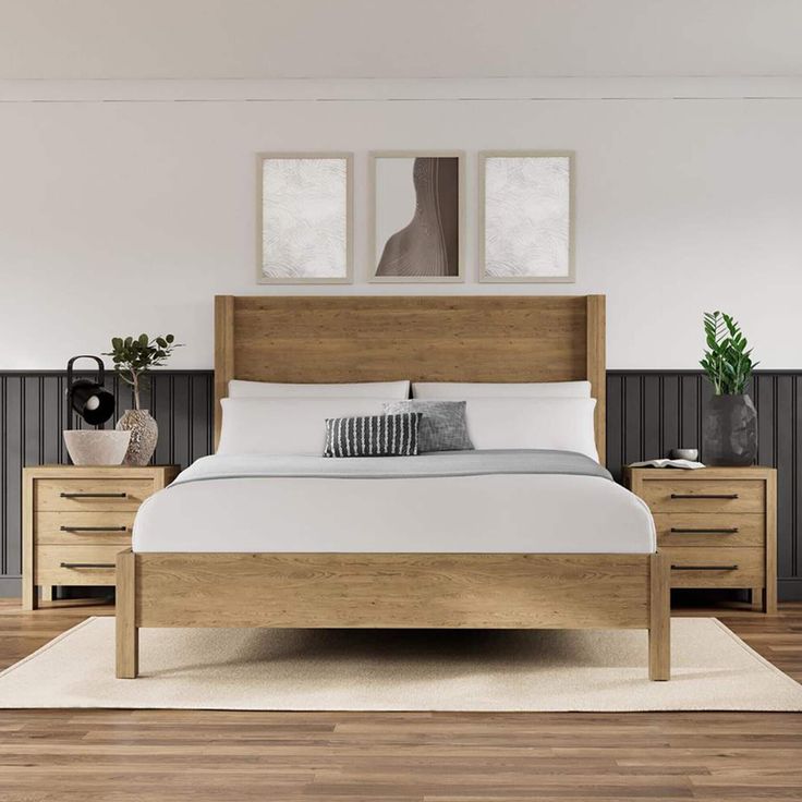 Interior Design Inspo Wood Panel Bed, Pale Oak, Bed Dresser, Three Drawer Nightstand, Console Furniture, Oak Bedroom, Sofa Storage, Dining Room Storage, King Bedroom