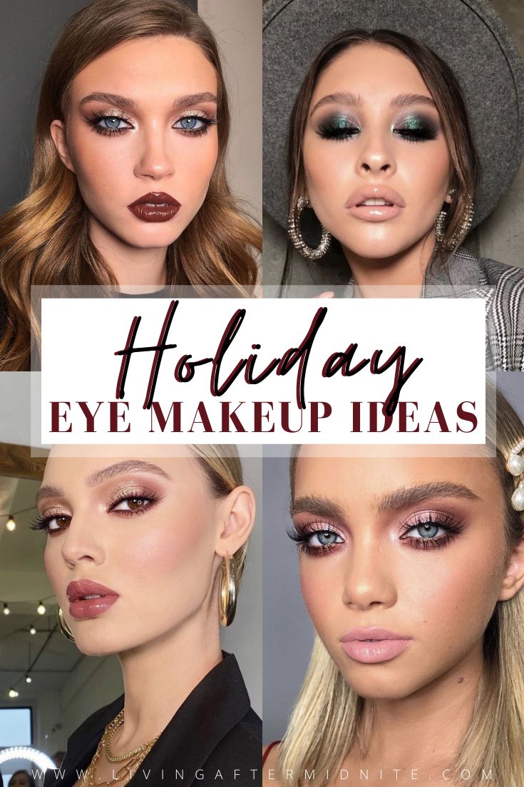 Holiday Eye Makeup Ideas | Christmas Makeup | Holiday Beauty Simple Winter Eye Makeup, Office Party Makeup Looks, Simple Holiday Eye Makeup, Holiday Smokey Eye Makeup, Makeup Looks Christmas Party, Christmas Photo Makeup, Holiday Photo Makeup, Makeup For Christmas Pictures, Holiday Makeup For Brown Eyes