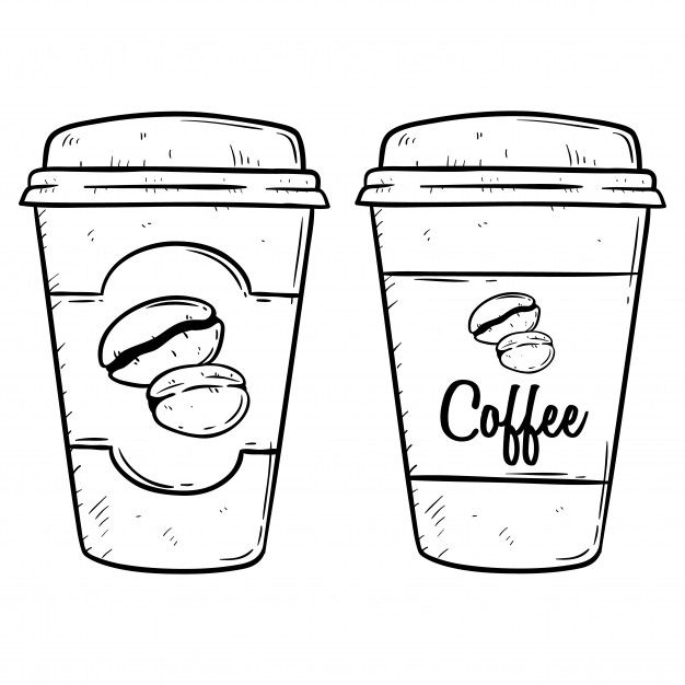 two coffee cups with their lids open and the word coffee written on them in black ink