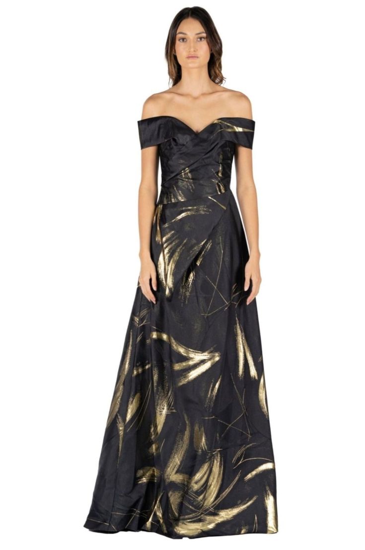 Off The Shoulder A-Line Gown Printed Gowns, Floral Jacquard, Formal Dresses For Women, A Line Gown, Women Helping Women, Top Fabric, Model Height, Evening Wear, Perfect Dress