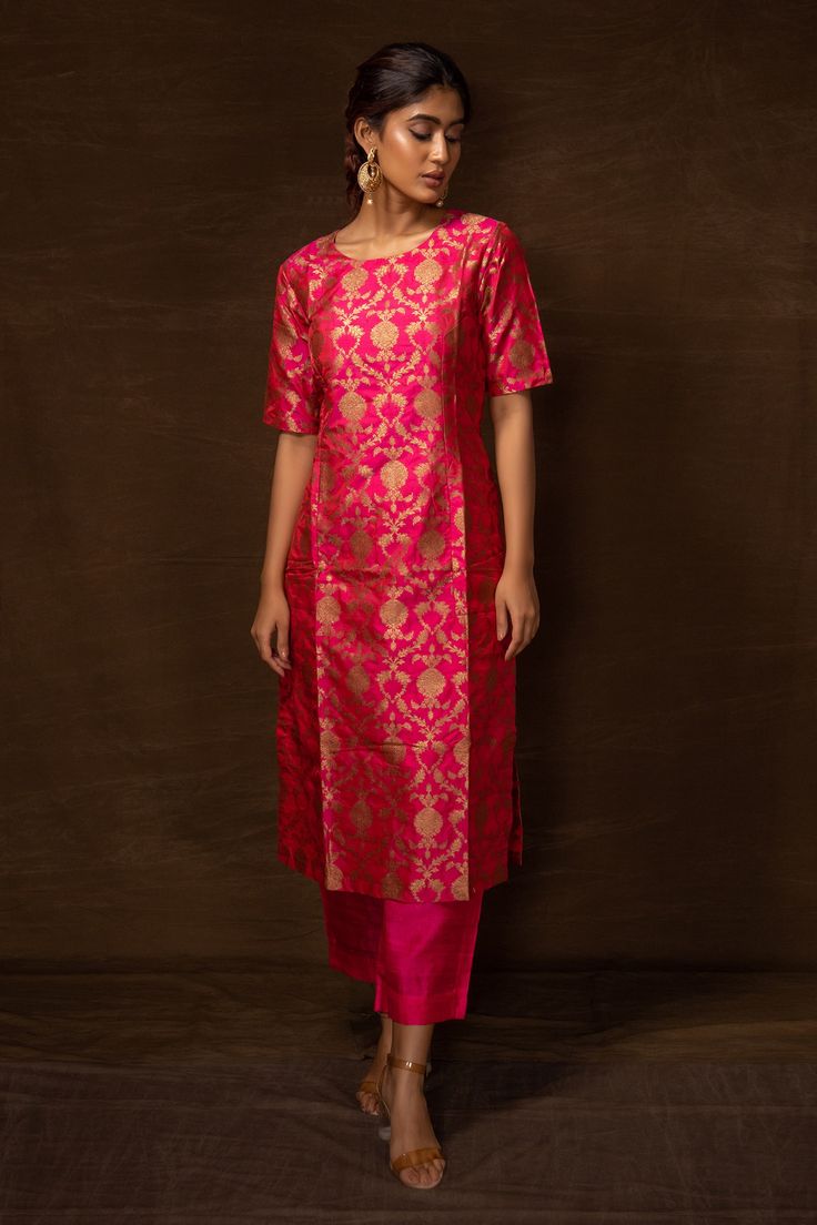 Benaras Silk Kurti Designs, Banarasi Silk Kurti Designs, Banaras Tops Design, Banaras Chudidar Designs, Banaras Dress Designs Latest, Pattu Suits For Women, Banarasi Silk Kurta Set, Banarasi Silk Suits Design, Silk Kurta Sets For Women