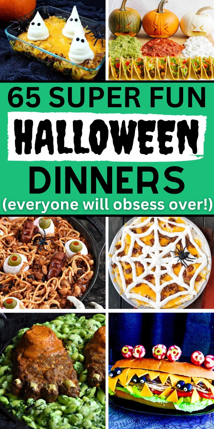 Halloween dinner party food Diy Halloween Dinner Ideas, Main Course For Halloween Party, Menu For Halloween Party, Spooky Halloween Chili, Best Halloween Dinner Ideas, Halloween Dinner Sides Ideas, Halloween Recipes For A Crowd, Halloween Theme Recipes, Halloween Themed Casseroles