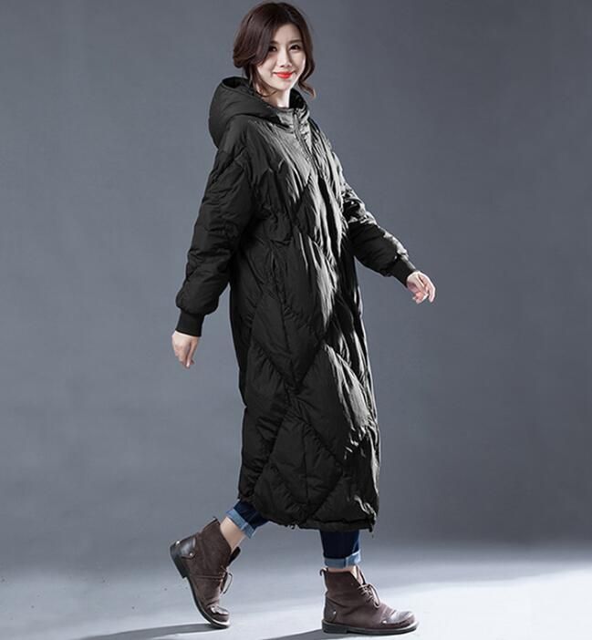 This down coat make with 90% duck down ,very warm in the winter .also have plus size to 10 XL.,please kind contact with me if you want a custom size This is a winter down jacket fill with down.we design it with a very thick and warm style.this hooded down jacket could keep you very warm in the cold winter.the side pockets is very useful.a unique design women winter coat. Material: 90% duck down ,polyester Style: Casual Package Contents: 1 x down coat Size: S:Length:115cm chest:126cm shoulder:54c Fall Solid Duck Down Parka, Oversized Duck Down Parka For Fall, Solid Color Down Parka With Long Sleeves, Oversized Duck Down Parka With Long Sleeves, Casual Long Duck Down Parka, Long Sleeve Duck Down Outerwear, Duck Down Long Coat For Cold Weather, Oversized Duck Down Outerwear For Fall, Casual Duck Down Parka With Long Sleeves