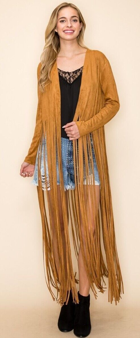 I just added a new item to eBay, new VOCAL FAUX SUEDE JACKET SM-3X western BOHEMIAN FRINGE DUSTER CAMEL cowgirl! #eBay #eBaySeller Trendy Brown Summer Outerwear, Rodeo Outerwear With Tassels, Brown Western Outerwear For Spring, Western Style Brown Outerwear For Spring, Spring Western Brown Outerwear, Summer Long Sleeve Outerwear With Fringe, Casual Fall Outerwear For Rodeo, Chic Fringe Outerwear For Festivals, Fitted Outerwear With Tassels For Spring