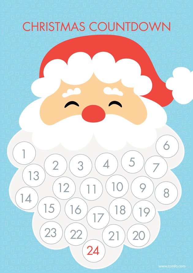 a calendar with a santa claus face on the front and numbers in the bottom corner