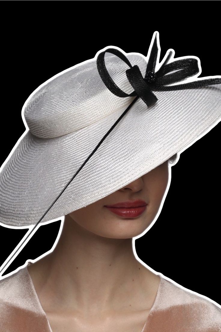 Elegant White Derby Hat With Feather & Bow Exclusive Ladies Headwear by DIVA HATS. Women head accessories for weddings, routs, parties, derby. Ready-to-wear hats that respond to all the latest trends in fashion. Look at your very best, this charming derby hat glorifies your personality and enhances the positivity of your etiquette on all occasions. Whether you are attending a wedding reception, Kentucky derby or visiting any other formal or informal event, it accentuates your style an.. Elegant Curved Brim Top Hat For Formal Occasions, Classic White Formal Top Hat, Chic Formal Fitted Top Hat, White Formal Boater Hat With Short Brim, Elegant Adjustable Hats For Church, Formal White Boater Hat With Short Brim, Classic White Top Hat For Formal Occasions, Elegant Wide Brim Top Hat For Formal Occasions, Chic Adjustable Costume Hats And Headpieces For Events