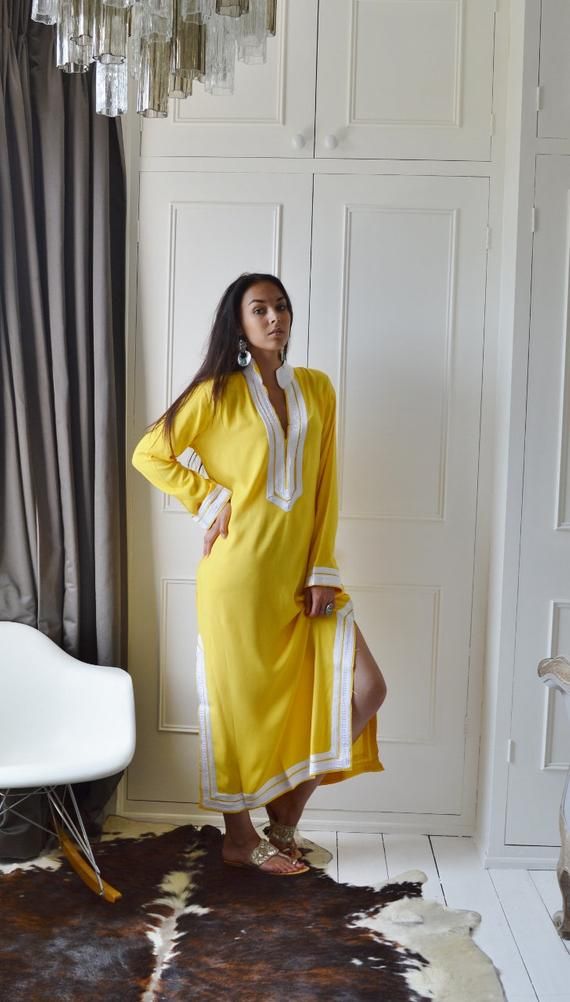 Yellow Caftan Kaftan- , Eid wear,  dress, loungewear,resortwear, wedding,  gift, beach cover up, Win Yellow Kaftan, Classy Loungewear, Dress Loungewear, Beach Cover Up Dress, White Kaftan, Beach Caftan, African Traditional Dresses, Moroccan Caftan, Autumn Dress