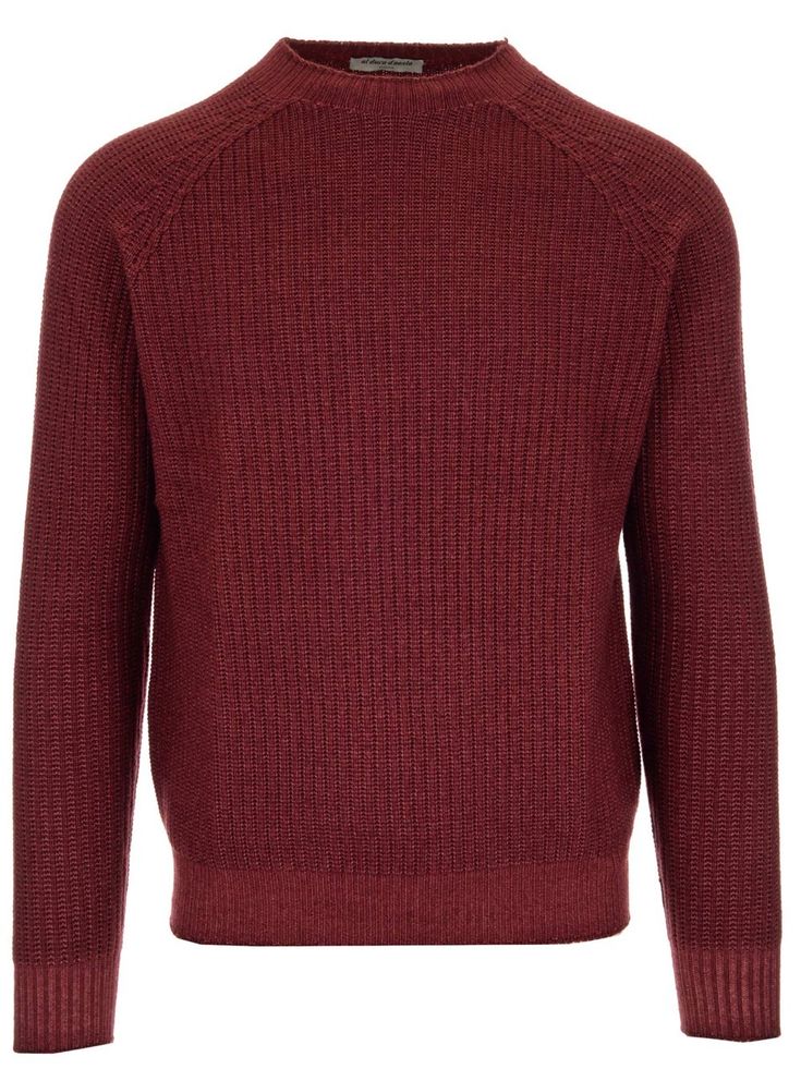 Burgundy merino wool ribbed crew-neck sweater by Al Duca d'Aosta. Sweater For Men, Crew Neck Sweater, Neck Sweater, Sweater Outfits, Merino Wool, Buy Now, Knitwear, Men Sweater, Online Shop