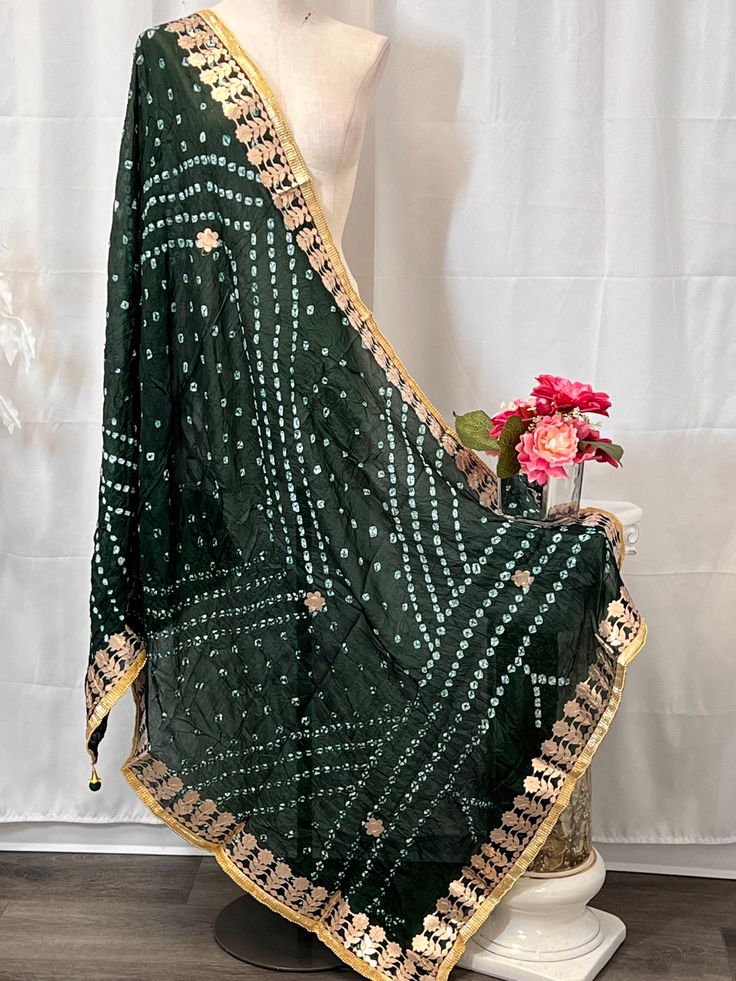 Bandhani silk dupatta indian dupattas handmade item Bandhani Dupatta, Silk Dupatta, Scarf Wrap, Scarf Accessory, Art Collection, Bathing Beauties, Etsy Uk, Silk, Purses And Bags