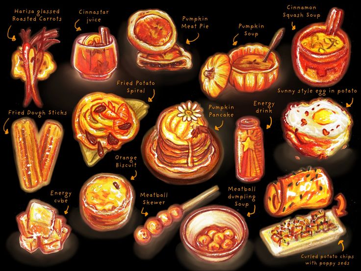 an image of some food that is in the middle of a black background with orange and yellow colors