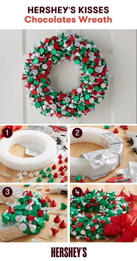 how to make a christmas wreath with hershey's kisses