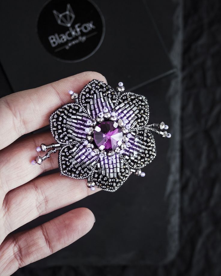 #bededbrooch #flowerbrooch #beadedjewelry #giftjewelry Elegant Handmade Flower Brooches For Party, Elegant Handmade Purple Brooches, Elegant Handmade Flowers Brooch For Party, Elegant Silver Beaded Brooches, Elegant Crystal Pins For Party, Elegant Embellished Evening Brooch, Elegant Flower Shaped Beaded Brooches, Elegant Embellished Brooches For Gift, Elegant Flower Embellished Jewelry